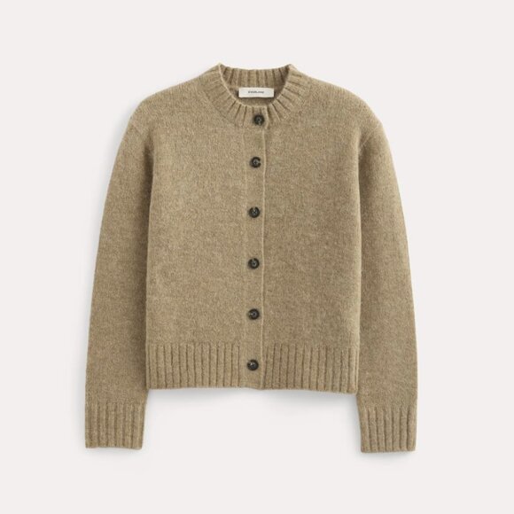 Everlane Sweaters - EVERLANE The Crew Cardigan in Alpaca in Dark Heathered Camel NWT